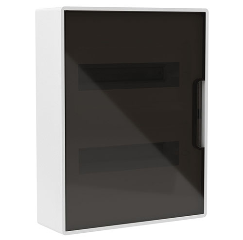 Щиток 24 мод настенный FRAME, белый, с тонированной дверцей, с шин. PEN2шт 8отв+ 2шт 6отв. ДКС