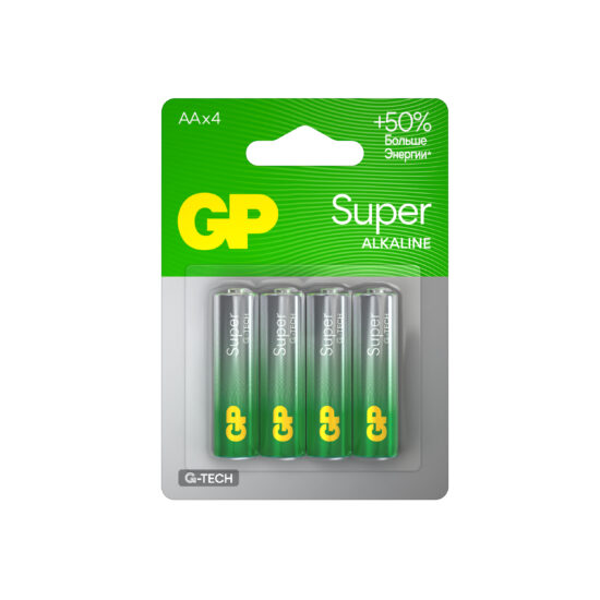 Эл. питания GP Alkaline Super G-Tech LR6 BL4 15AA21-2CRSBC4 (1/10/80)
