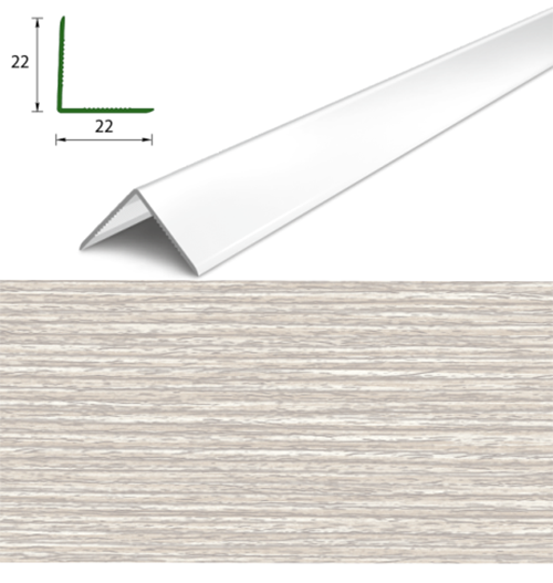 Угол ПВХ KU, 22*22мм, L=2,7м, "Клен патина"