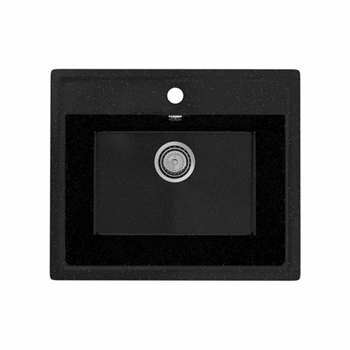 Мойка из искусственного гранита "Practik", 565*495*175мм "прямоугольная", черный оникс, без сифона