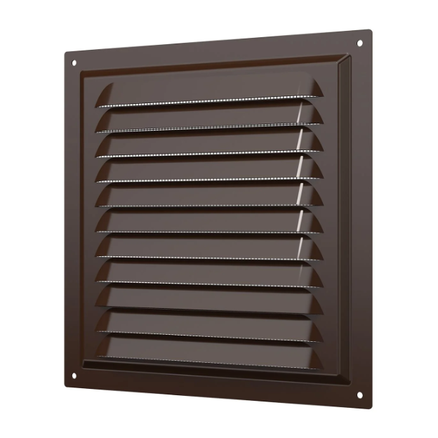 Решетка металлическая вентиляционная 200*200, с сеткой, коричневая
