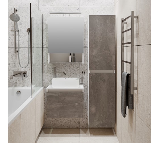 Тумба "Бари 50" со столешницей, железный камень, под умывальник, подвесная