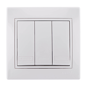 Выключатель 3-кл, "Mira Lezard", скрытой проводки, белый