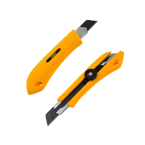 Нож "Denzel" 18мм, сменное лезвие, SK4, метал. направляющая, винтовой фиксатор