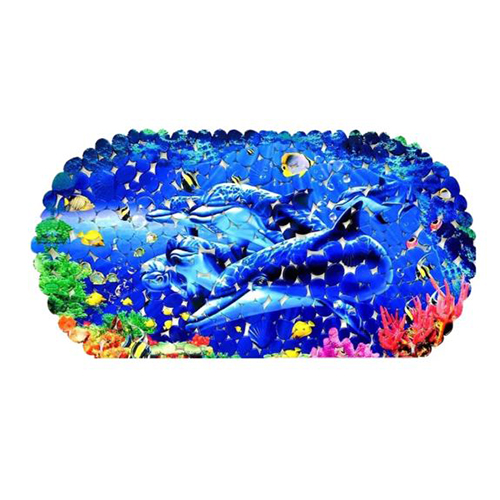 Коврик на присосках "Дельфины" 69*36см, черный, BR-6936A