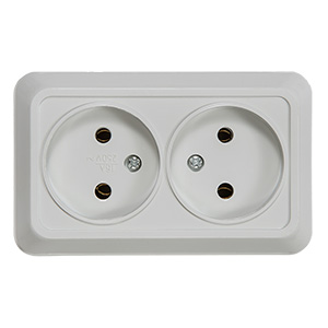 Розетка 2-ая "IN HOME Bolleto" без заземления, накладная, белая, 7102