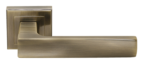 Ручка дверная "RAP 14-S AB", нажимная, квадратная накладка, "Бронза"