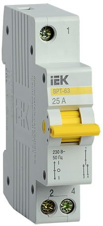 Выключатель-разъединитель трехпозиционный ВРТ-63, 1Р 25А "ИЭК