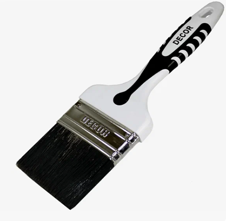 Кисть 50*15мм плоская, черная смешанная искусственная щетина, 2К прорезиненная ручка, Decor Black White