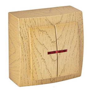 Выключатель "NILSON Themis" двухклавишный с подсветкой, накладной, Клён