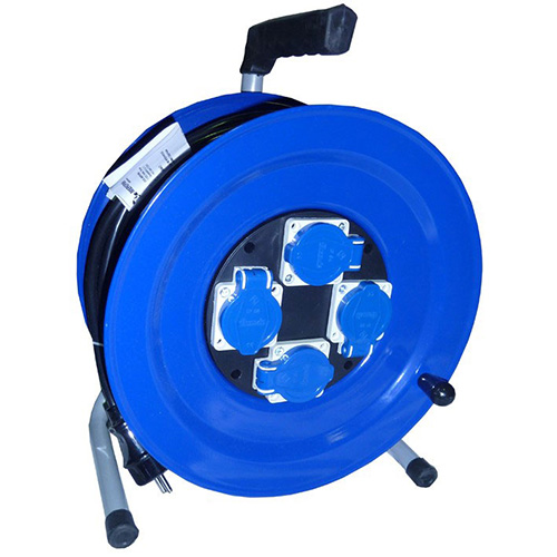 Удлинитель 4 гнезда, 50м с заземляющим контактом, металлический барабан на металлической стойке, IP44 (КГ3*2,5) "МРК"