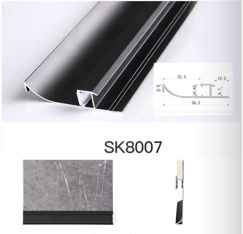 Профиль плинтус под диодную ленту - SK8007, матовый металлик, 3м