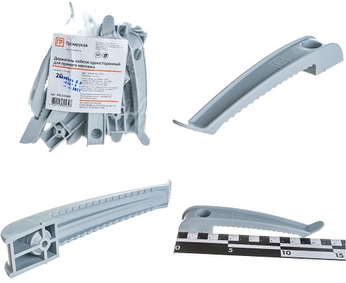 Держатель кабеля односторонний для прямого монтажа, серый "Промрукав"