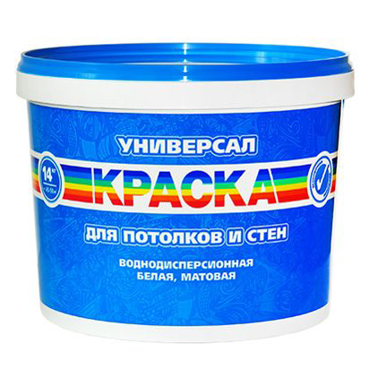 Краска водоэмульсионная для стен и потолков ярко белая "Радуга Универсал", 7кг