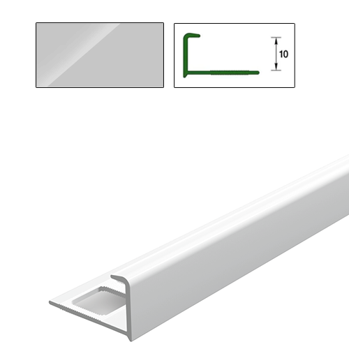 Профиль для плитки, 10мм, L=2,5м, наружный, "Светло-серый глянец"