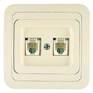 Розетка, ТЛФ2-ая, "Mimoza Makel", скрытой проводки, кремовая