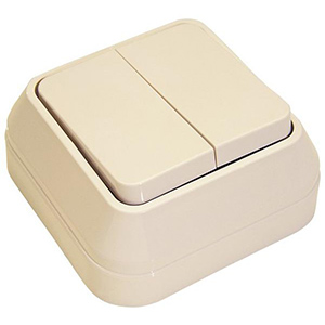 Выключатель 2-кл, "Siva Ustu Makel", накладной, кремовый