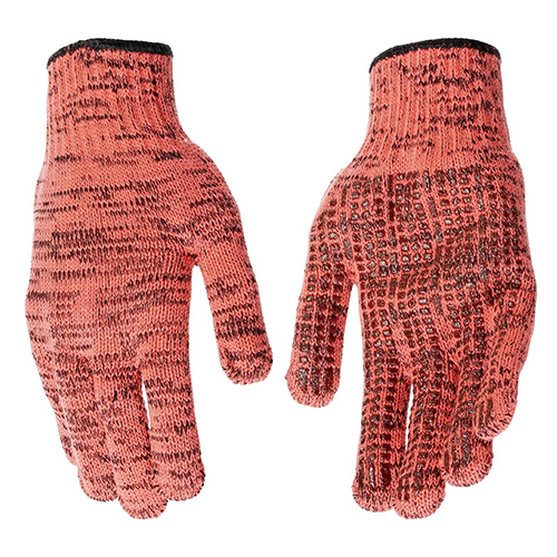 Перчатки трикотажные, акрил, усиленные, ПВХ-гель Протектор, цвет: коралл, 10 класс "Сибртех"