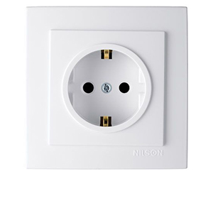 Розетка "NILSON Touran" одинарная с заземлением, скрытой проводки, белая