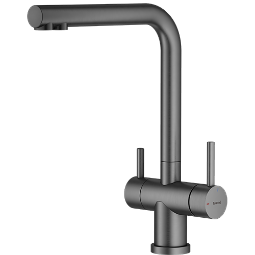 Смеситель "Splenka" одноручк. для кухни "S70.61.09", с подключением к фильтру, графит, нержавейка, с подводкой