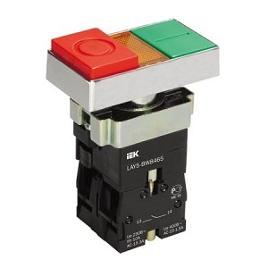 Кнопка управления LAY5-BW8465 "I-0" сдвоенная c подсветкой, "ИЭК"
