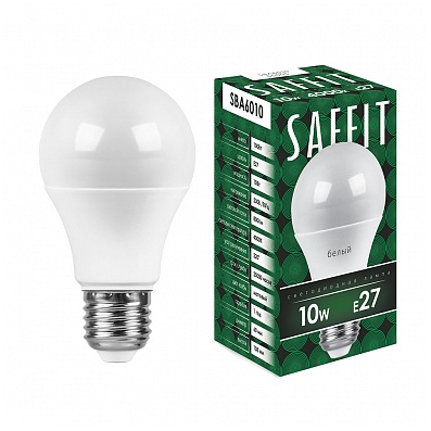 Лампа светодиодная A60 10Вт Е27 4000К 800Лм матовая SBA6010 &quot;SAFFIT&quot;