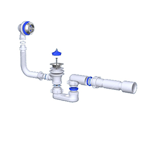 Сифон для ванны со стальным выпуском и переливом, 1.1/2"*40 гофра 40*50, E055