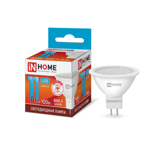 Лампа светодиодная 11Вт &quot;IN HOME LED-JCDR-VC&quot; MR16 GU5.3 220В 4000K 990Лм