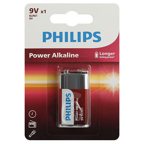 Батарейка щелочная 6LR61/крона 9V 1шт "Philips"