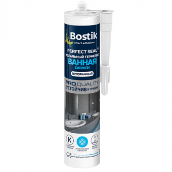 Герметик силиконовый санитарный "Bostik perfect seal" для ванн, прозрачный, 280мл, 