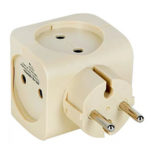 Тройник 4 гнезда без заземления 10А 230В кремовый "Эра"