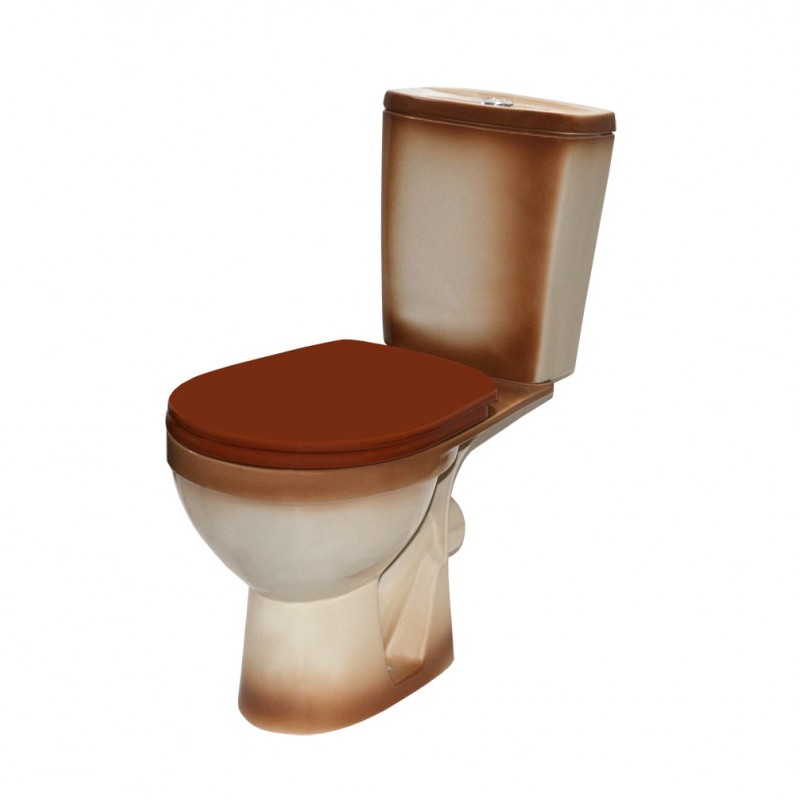 Унитаз-компакт "Рио" коричневый, прямой выпуск, нижняя подводка  с крышкой