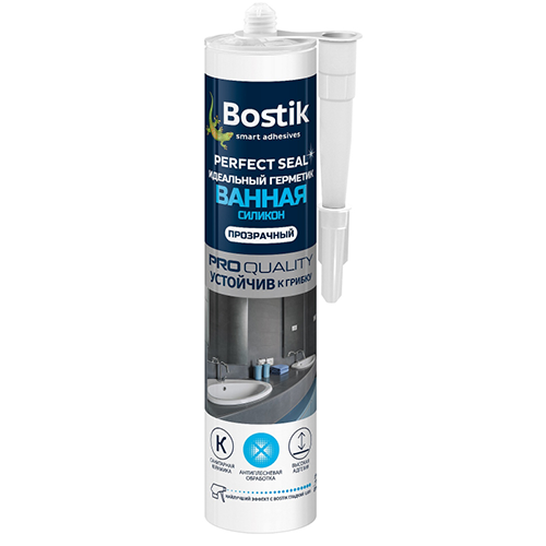 Герметик силиконовый санитарный &quot;Bostik perfect seal&quot; для ванн, прозрачный, 280мл,