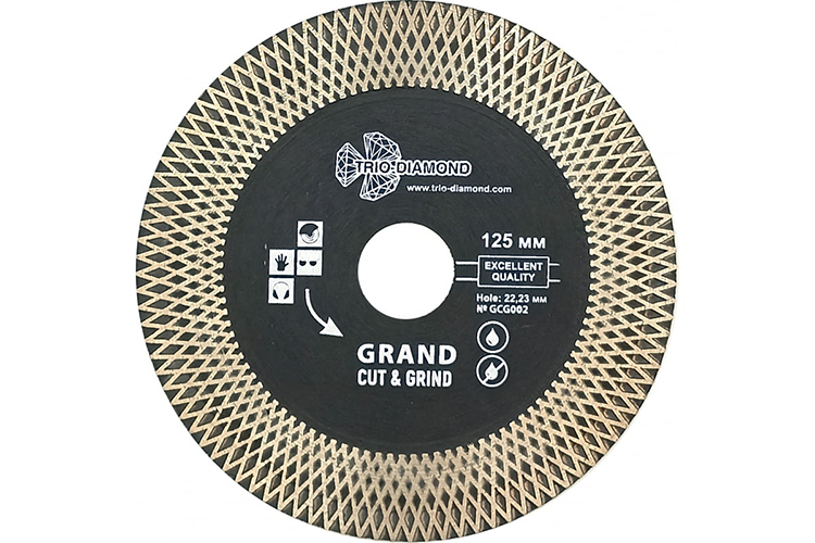 Диск алмазный турбо для кафеля и керамогранита "Trio-Diamond Grand Cut & Grind", 125*1,7*22,23мм, сухой рез