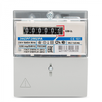 Счётчик электрической энергии CE101 R5.1 145 M6, 5-60А, 1-фазный, универсальный, для учета активной энергии