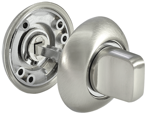 Завертка дверная "MH-WC SN-CP", круглая накладка, "Белый никель, хром"