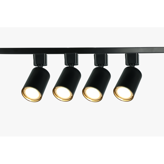 Комплект трековых светильников однофазных ЭРА "TR70-SET4-GU10-BK" 4 шт под лампу с шинопроводом 80 см черный