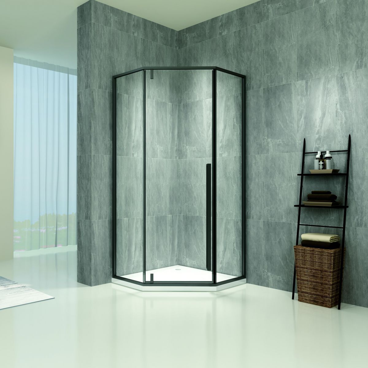 Душевое ограждение "Zili Do L25631 Black Уран", 1000*1000*2000мм, размер под поддон, стекло 6мм