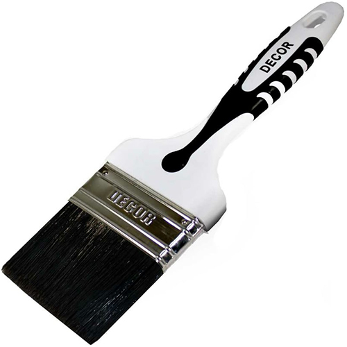 Кисть 35*15мм плоская, черная смешанная искусственная щетина, 2К прорезиненная ручка, DECOR
