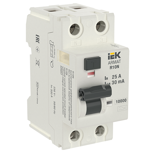 ARMAT Выключатель дифференциального тока R10N (УЗО) 2P 25А 30мА тип A IEK