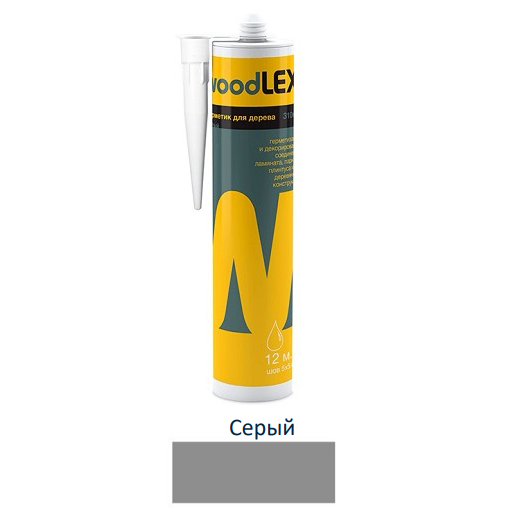 Герметик для древесины "Woodlex", 310мл, серый