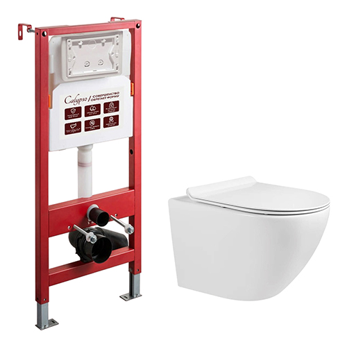 Унитаз &quot;Calypso CS246UQ-TK&quot; подвесной, безободковый,торнадо, с инсталляцией &quot;Beta CS501A&quot;, без кнопки