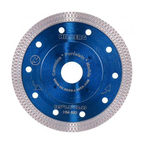 Диск алмазный турбо для кафеля и керамогранита "Hilberg Hard Materials X-type", 125*1,2*22,23мм, сухой рез