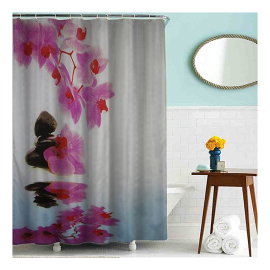 Шторка для ванной "Процветание" "MZ-74" в комплекте с кольцами 1800*1800мм полиэстер