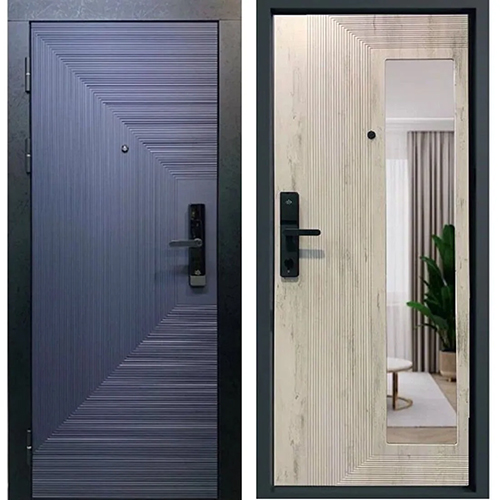 Дверь входная"Слава GM",960*2050*103мм,левая,металл -"Металлик черный",МДФ "Ницца/Ель Альпийская"