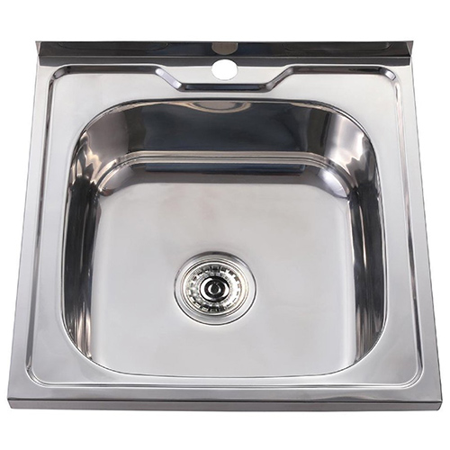 Мойка нержавеющая накладная 500*500*180*0,8мм "Aquattro", с выпуском 3 1/2, с сифоном