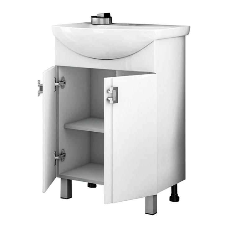 Тумба "Квадро 65" белая с умывальником "Элеганс 65"