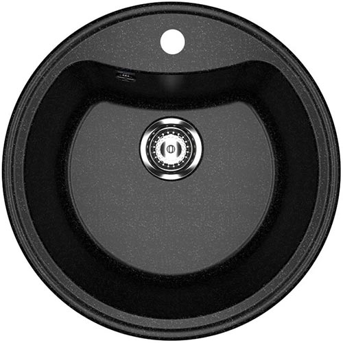 Мойка из искусственного гранита  "Ulgran", 490*185мм "круглая", черный