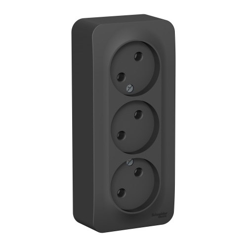 Розетка 3-ая 16А, б/з о/п (изол.пластина), BLANKA антрацит