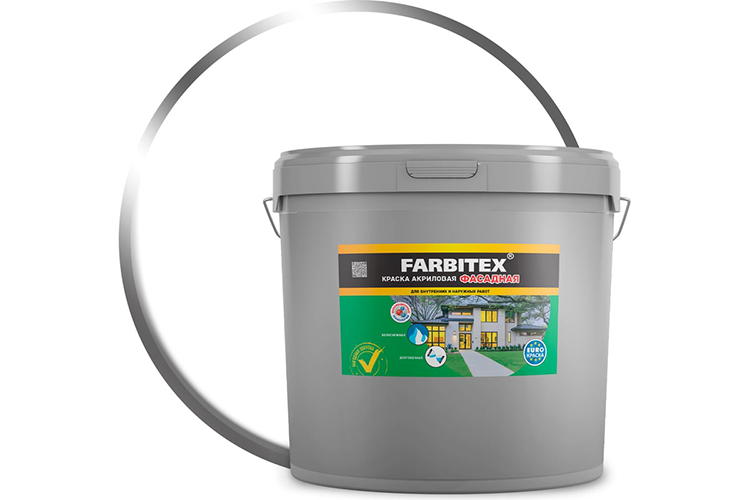 Краска акриловая фасадная белая &quot;FARBITEX&quot;, 25кг/15,15л